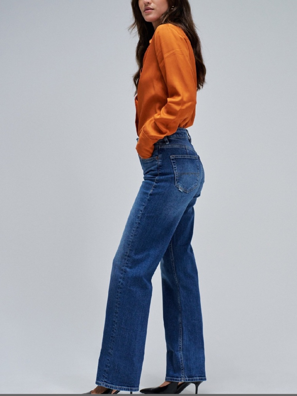 High-Rise Wide-Leg Women's Jeans in Dark Blue